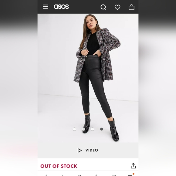 River Island Boucle Blazer in Red Check Size 8 - Picture 4 of 5